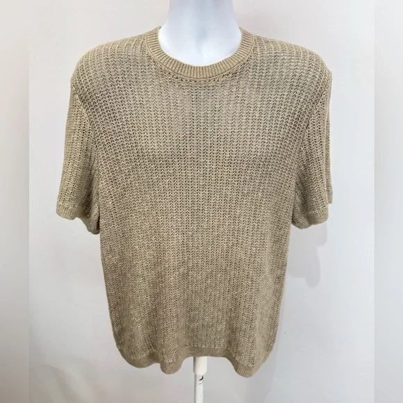 ABERCROMBIE & FITCH Men's taupe open knit crewneck sweater size M - Picture 10 of 14